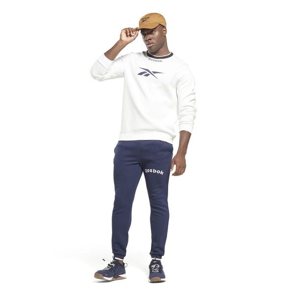 Men’s Sweatshirt without Hood Reebok Identity Arch Logo Fleece White