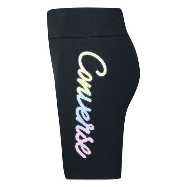 Lasten urheilulegginsit Converse Script Glitter High Rise Biker Girl Musta
