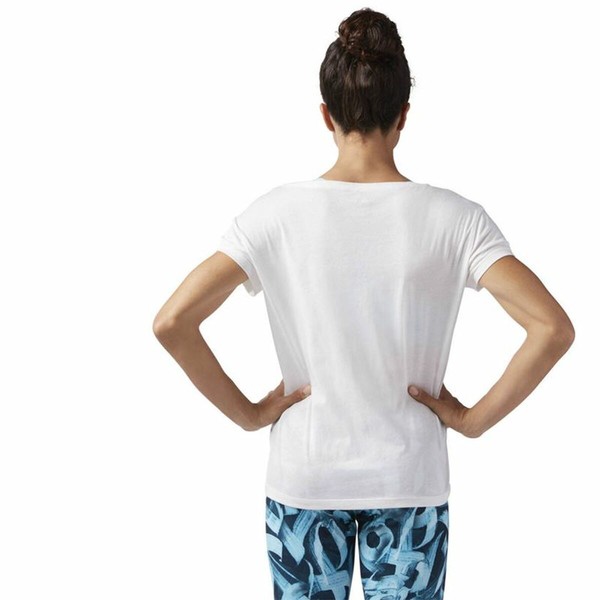 Sieviešu Krekls ar Īsām Piedurknēm Reebok Floral Easy Crossfit Balts