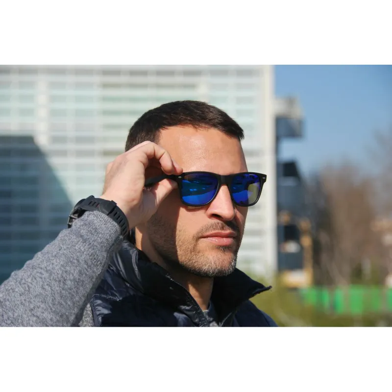 Unisex Saulesbrilles Eagle WAVE Melns spogulis
