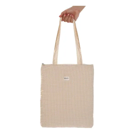 Women's Handbag Versa Vichy Beige 40 x 33 cm