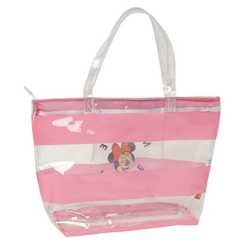 Naisten Käsilaukku Minnie Mouse Beach Pinkki Läpinäkyvä
