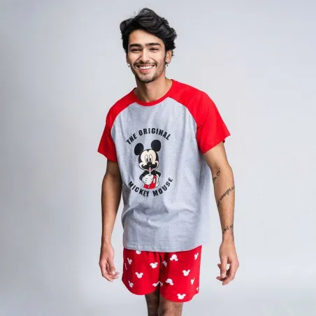 Vasaras pidžamu zēniem Mickey Mouse Sarkans (Odrasle) Vīriešu Pelēks