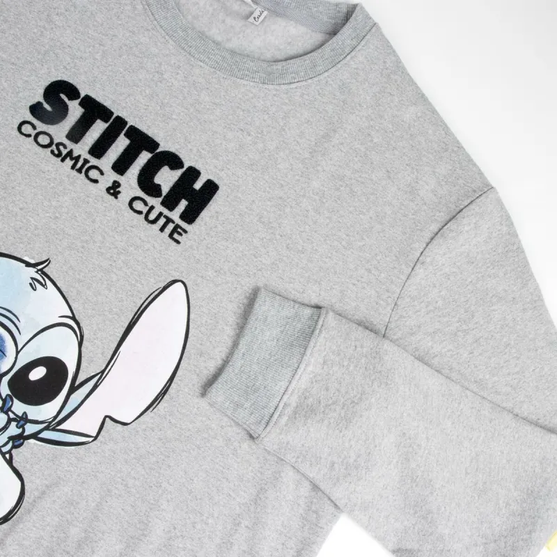 Moteriškas džemperis be gobtuvo Stitch Pilka