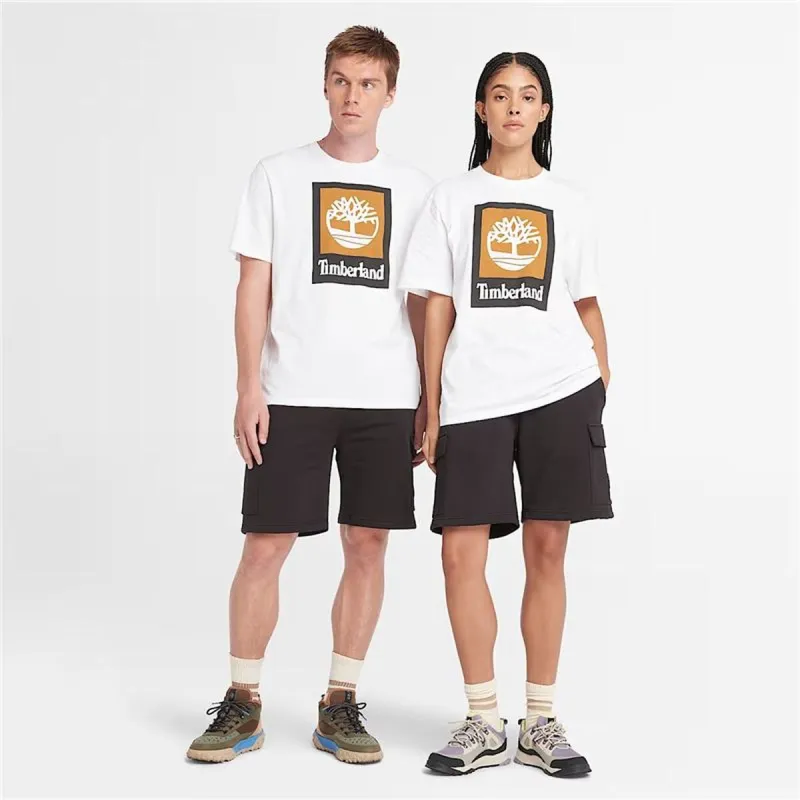 Vyriški marškinėliai su trumpomis rankovėmis Timberland Stack Logo Colored Balta