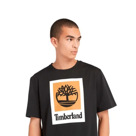 Футболка с коротким рукавом мужская Timberland Stack Logo Colored Short Sleeve Чёрный