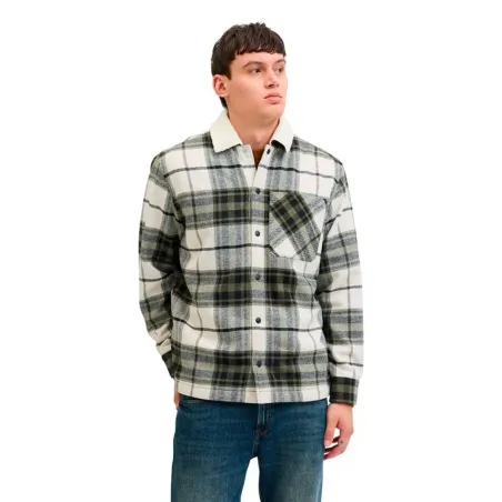 Vyriški marškiniai su ilgomis rankovėmis Jack & Jones Jjzac Teddy Overshirt Ls Alyvuogių aliejus