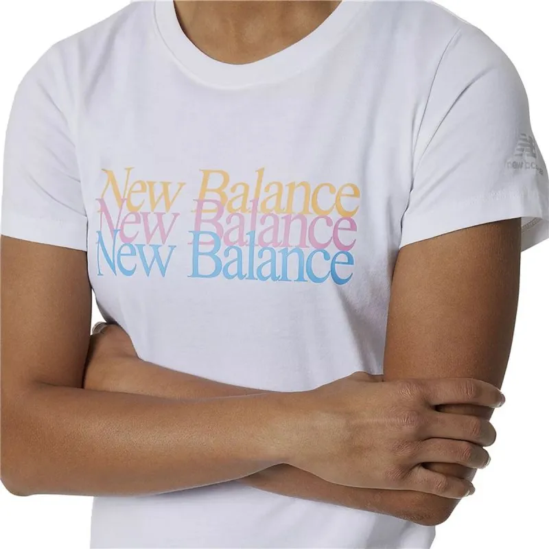 Lühikeste varrukatega T-särk, naiste New Balance Essentials Celebrate W Valge