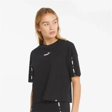 Lühikeste varrukatega T-särk, naiste Puma Power Tape Crop W Must