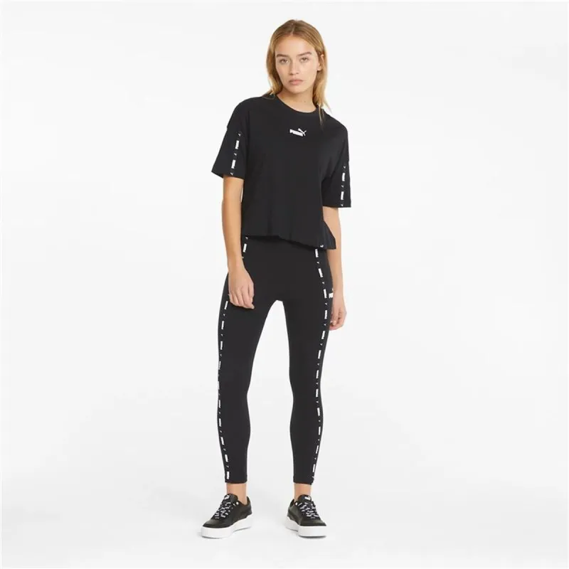Lühikeste varrukatega T-särk, naiste Puma Power Tape Crop W Must