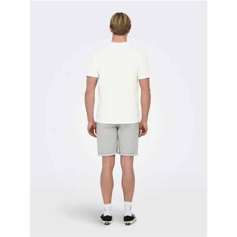 Men’s Short Sleeve T-Shirt Only & Sons Onskolton Reg Beach White