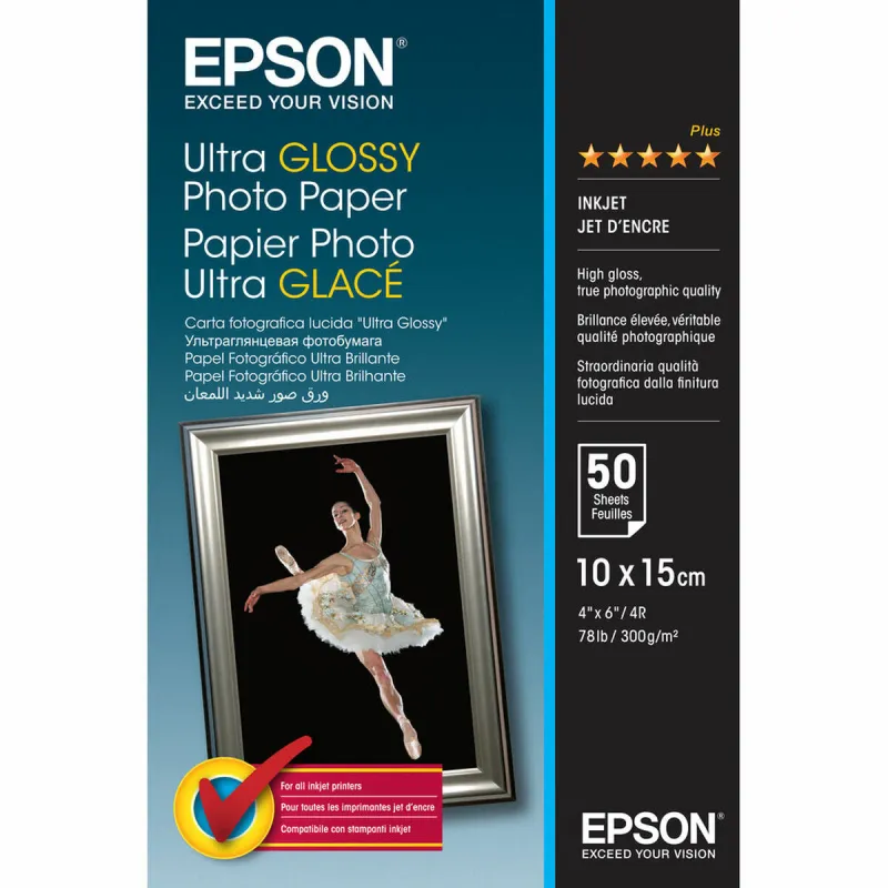 Muste ja Valokuvapaperi Paketti Epson 2359994 A6 (50 osaa) (1 osaa)