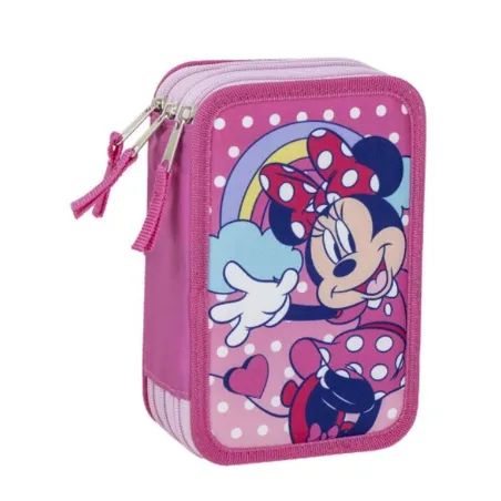 Triple Pencil Case Minnie Mouse Pink 12,5 x 6,5 x 19,5 cm