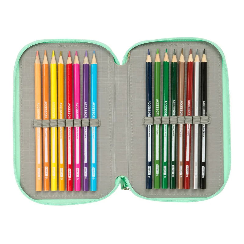 Triple Pencil Case Dora Green 37 Pieces