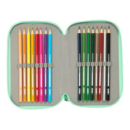 Triple Pencil Case Dora Green 37 Pieces