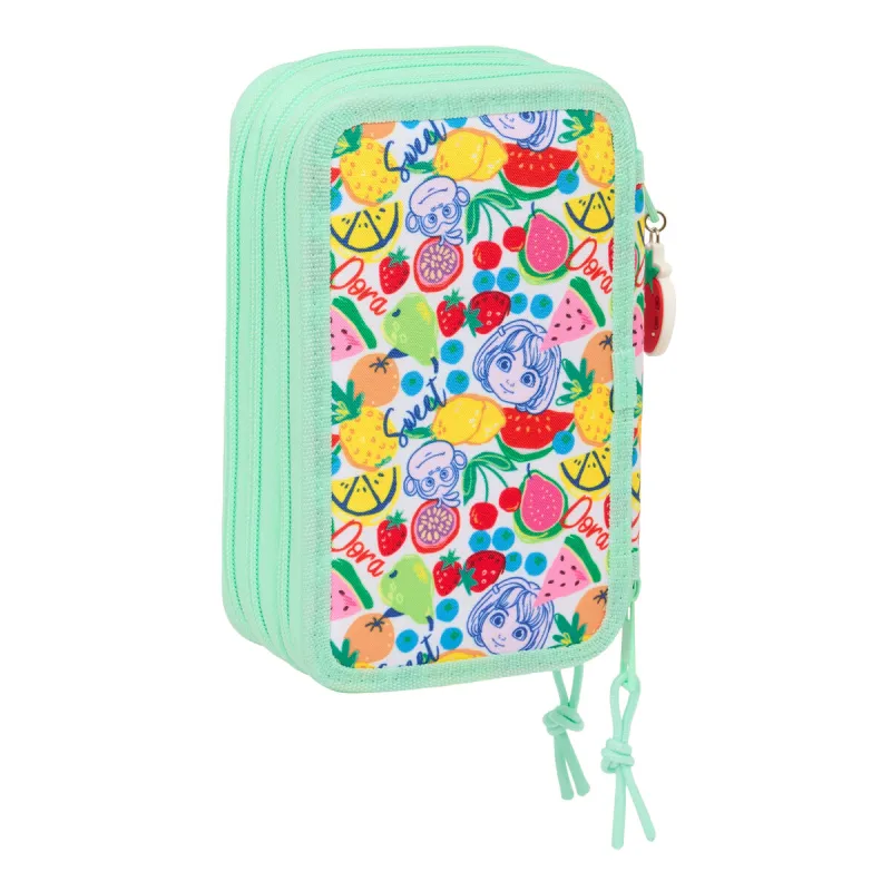 Triple Pencil Case Dora Green 37 Pieces