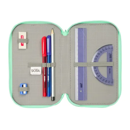 Triple Pencil Case Dora Green 37 Pieces