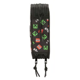 Triple Pencil Case Minecraft Black 12,5 x 19,5 x 5,5 cm 37 Pieces