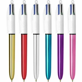 Rašiklių rinkinys Bic Shine Silver Balta Spalvotas (12 Dalys)