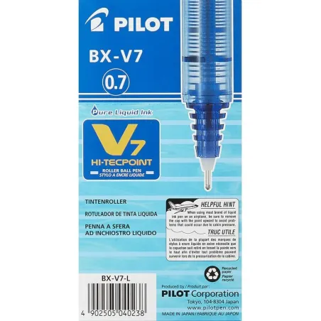 Täytekynä Pilot V-7 Hi-Tecpoint Sininen 0,5 mm (12 osaa)