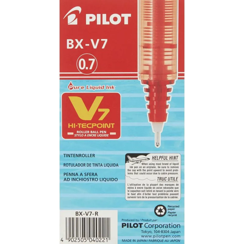 Šķidrās tintes pildspalva Pilot V7 Hi-Tecpoint Sarkans 0,5 mm (12 gb.)