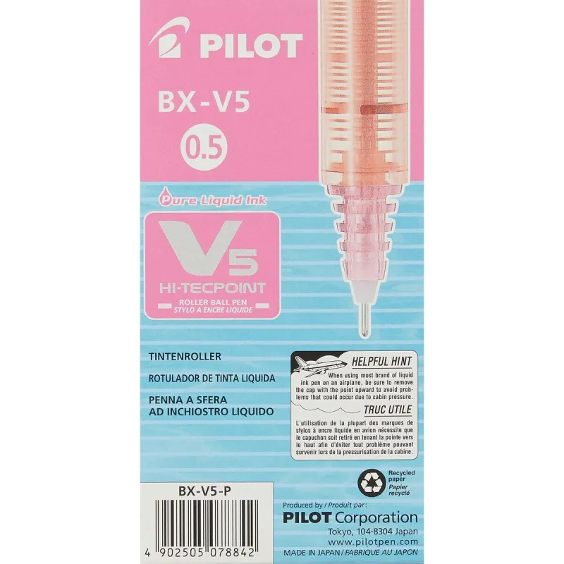 Rašiklis su skystu rašalu Pilot V-5 Hi-Tecpoint Rožinė 0,3 mm (12 vnt.)
