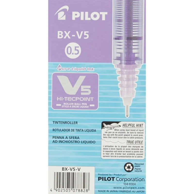 Ручка с жидкими чернилами Pilot V-5 Hi-Tecpoint Фиолетовый 0,3 mm (12 штук)