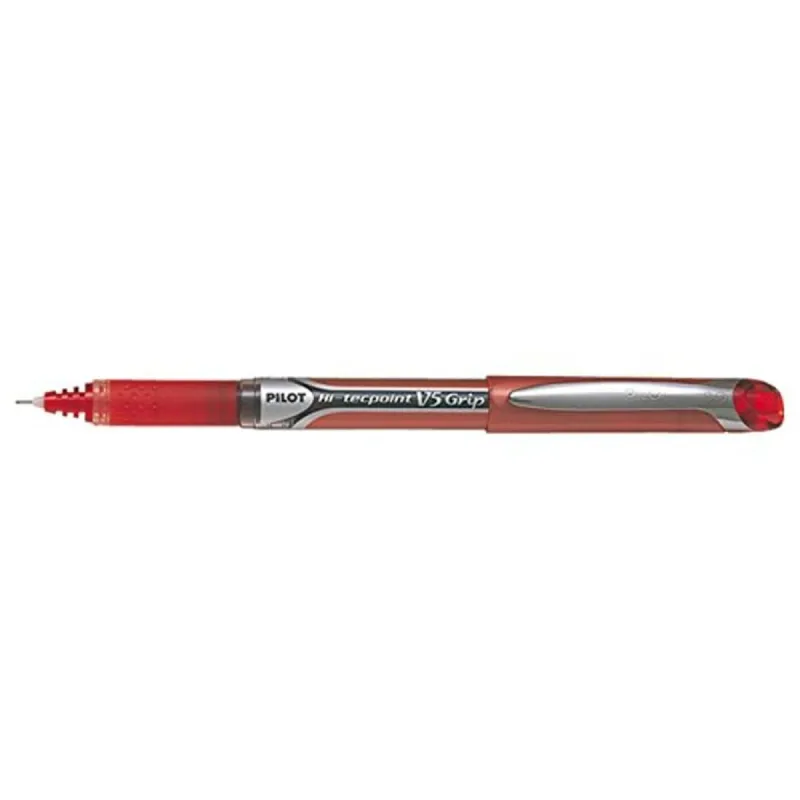Ручка с жидкими чернилами Pilot V-5 GRIP HI-TECPOINT Красный 0,5 mm (12 штук)