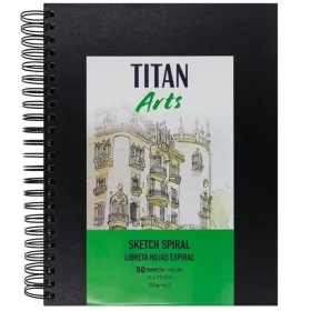 Zīmēšanas burtnīca Titan Arts Melns A4 50 Loksnes (5 gb.)