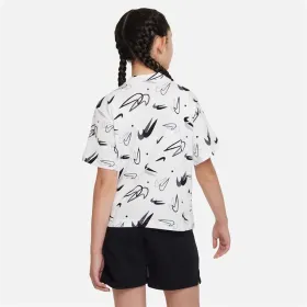 Child's Short Sleeve T-Shirt Nike Boxy Swooshfetti White
