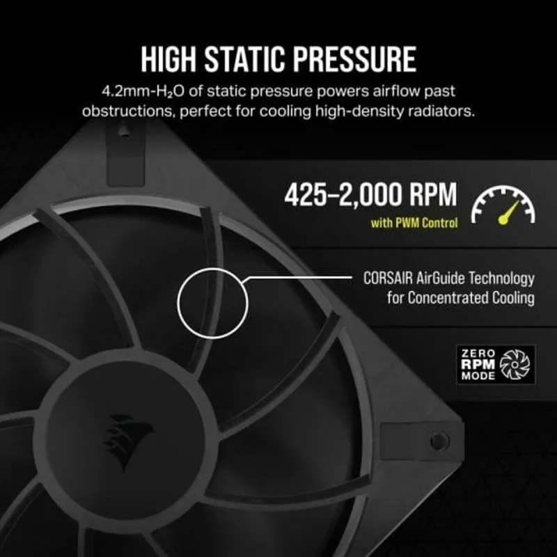 Kārbas ventilators Corsair RS120 MAX PWM Ø 12 cm (1 gb.)