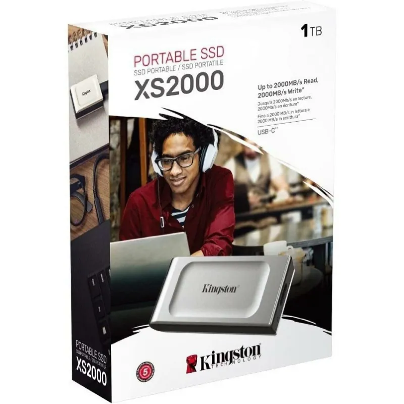 External Hard Drive Kingston XS2000 Silver 1 TB