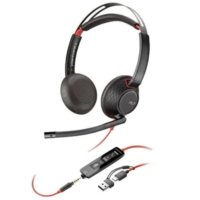 Headphones with Microphone Poly Blackwire 5220 Black