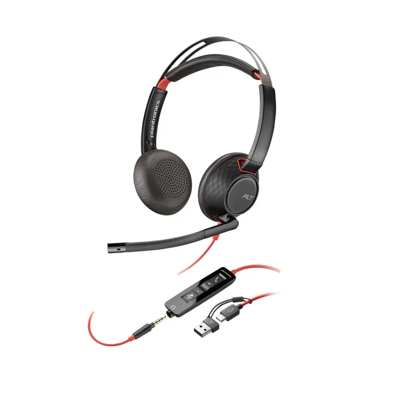 Headphones with Microphone Poly Blackwire 5220 Black