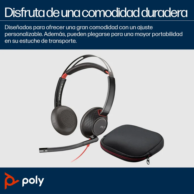 Headphones with Microphone Poly Blackwire 5220 Black