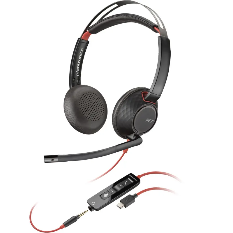 Headphones with Microphone Poly Blackwire 5220 Black