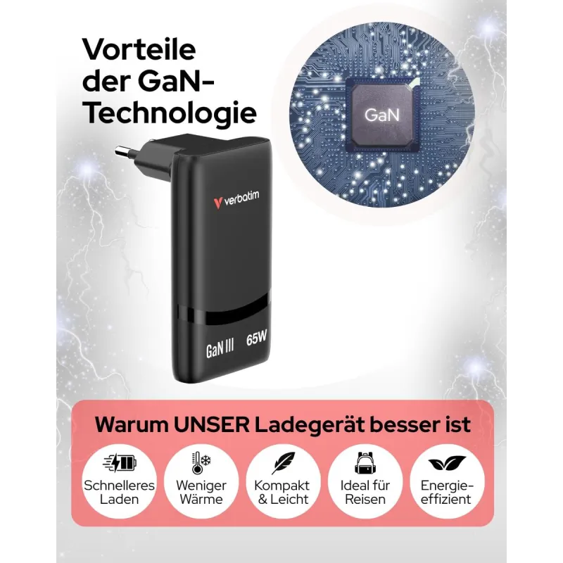 USB Cable Verbatim 32354 Black 65 W