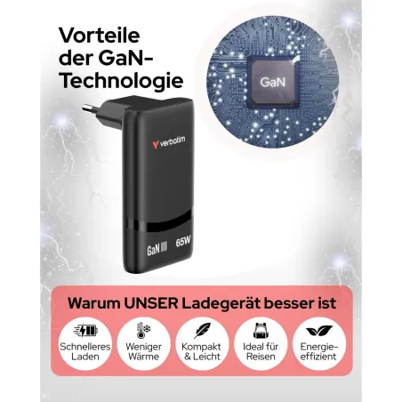 USB Kabelis Verbatim 32354 Melns 65 W