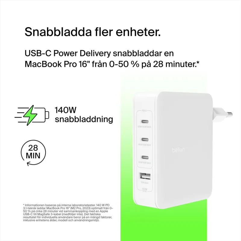 Wall Charger Belkin WCH014BTWH 140 W White