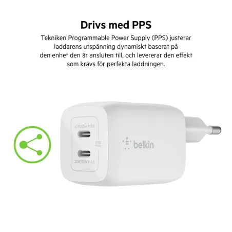 Wall Charger Belkin WCH013VF2MWH-B6 White 65 W