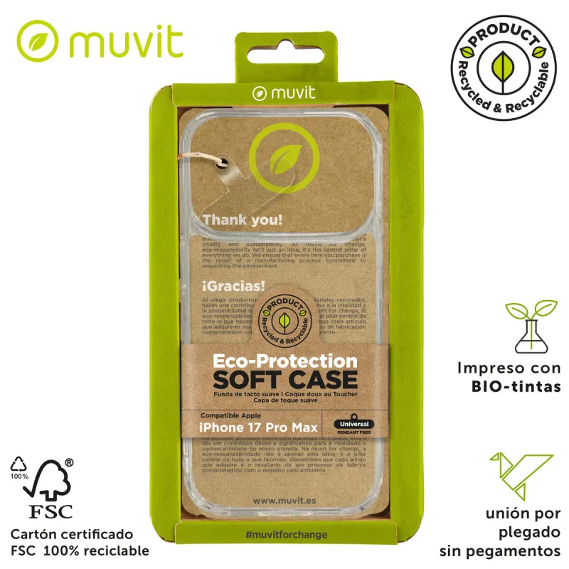 Pārvietojams Pārsegs Muvit for Change Apple iPhone 17 Pro Max Caurspīdīgs