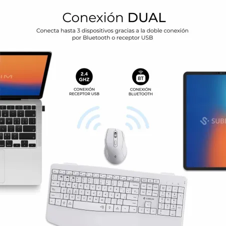 Keyboard and Mouse Subblim SUBKBC-DCOPW1 White Spanish Spanish Qwerty QWERTY