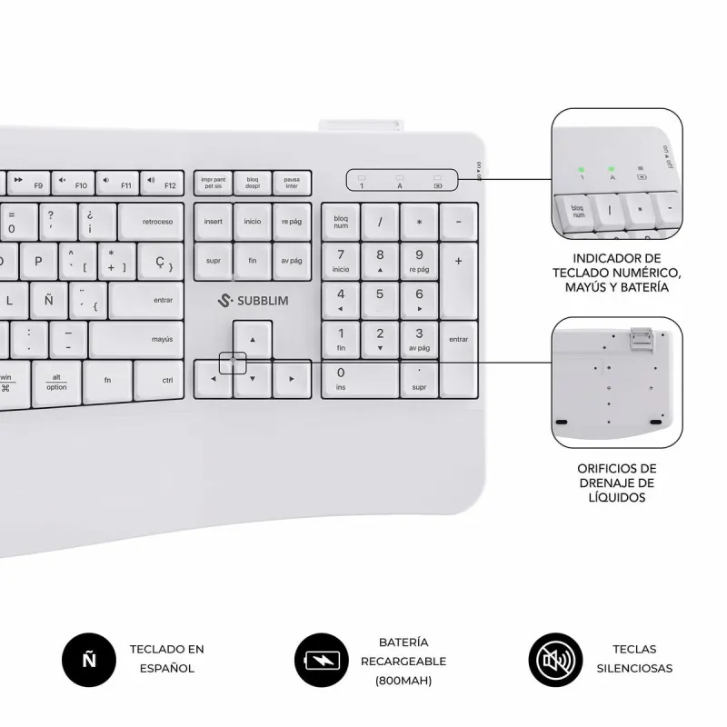 Keyboard and Mouse Subblim SUBKBC-DCOPW1 White Spanish Spanish Qwerty QWERTY