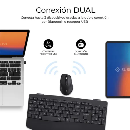 Keyboard and Mouse Subblim SUBKBC-DCOPW2 Black Spanish Spanish Qwerty QWERTY