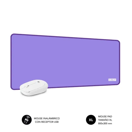 Pelės Kilimėlis Subblim XL + WIRELESS MOUSE Purpurinis