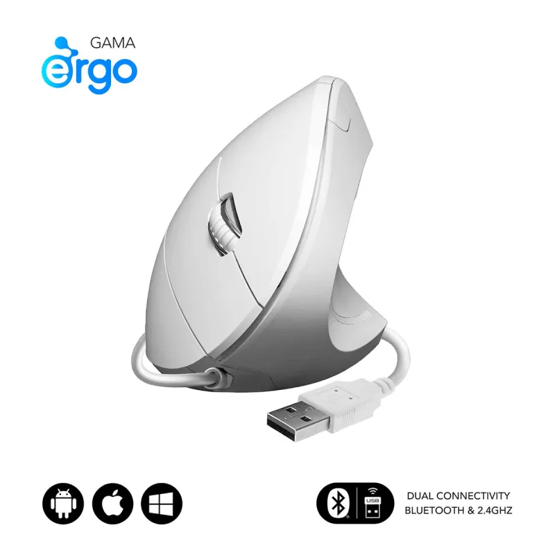 Ergonomic Optical Mouse Subblim SUBMO-EDGVU02 White 1600 dpi