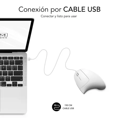 Ergonomic Optical Mouse Subblim SUBMO-EDGVU02 White 1600 dpi