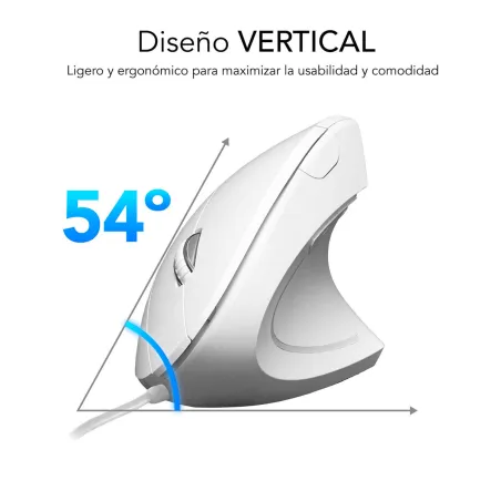 Ergonomic Optical Mouse Subblim SUBMO-EDGVU02 White 1600 dpi