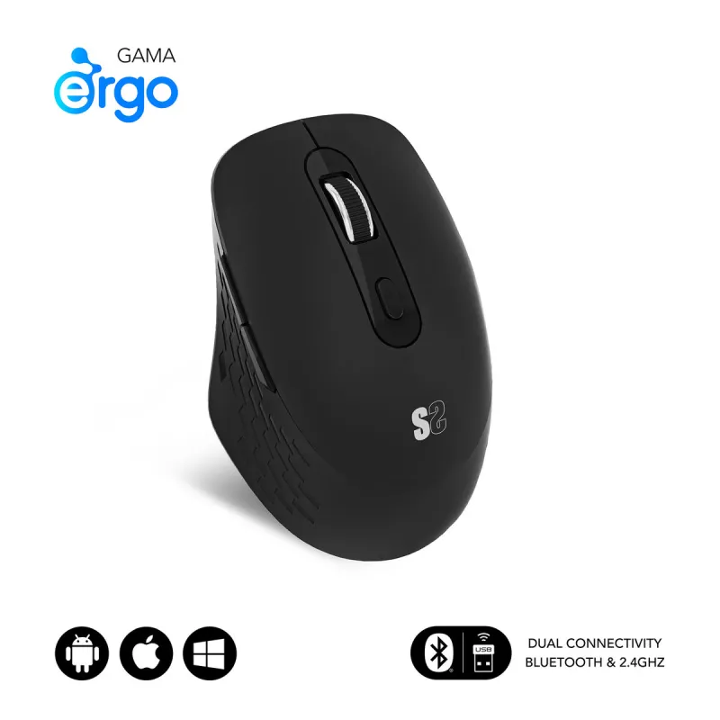 Wireless Mouse Subblim SUBMO-EDCUR01 Black 1600 dpi
