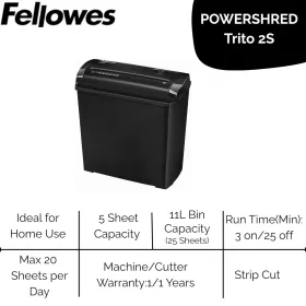 Paperisilppuri Fellowes Trito 2S 11 L Musta